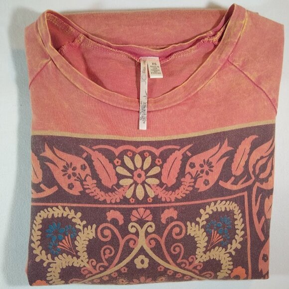 JC fits. inc women's XS bohemian tunic top pale pumpkin distressed coloring - Picture 4 of 14